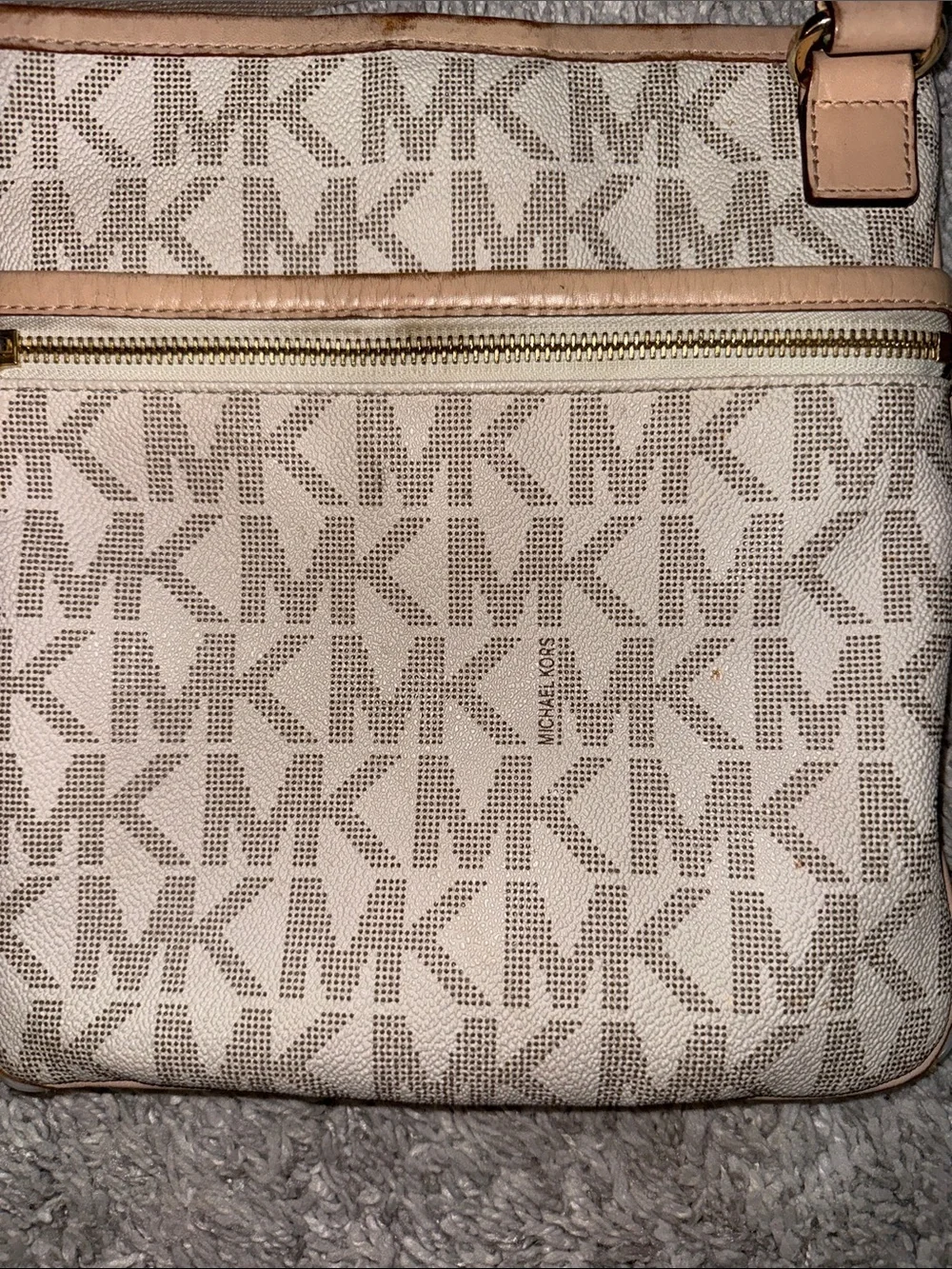 Michael Kors Beige/Tan Signature MK Crossbody Bag